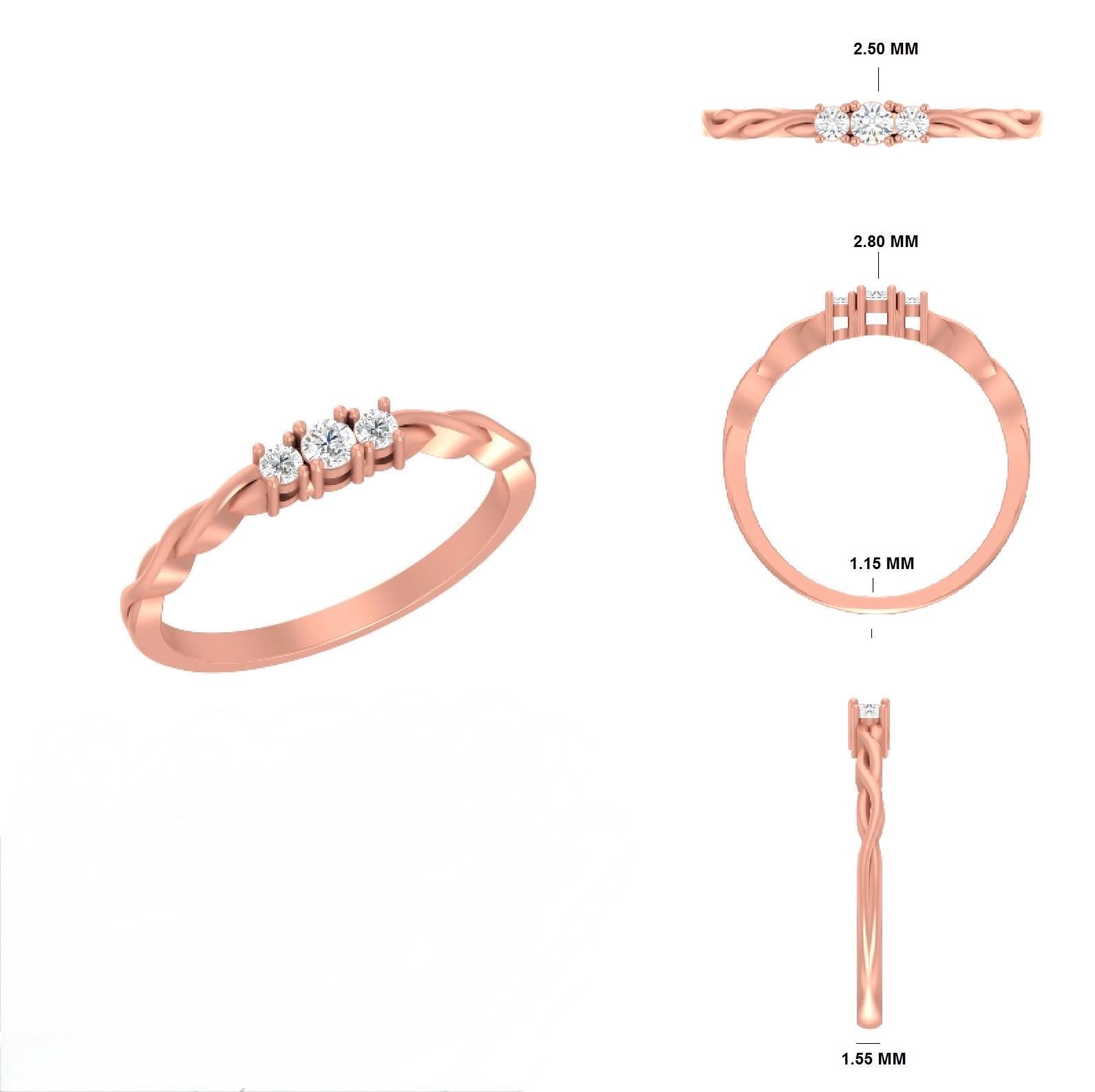 Lab Grown Diamond 14K Gold Three Stone Ring | Dainty Promise Ring