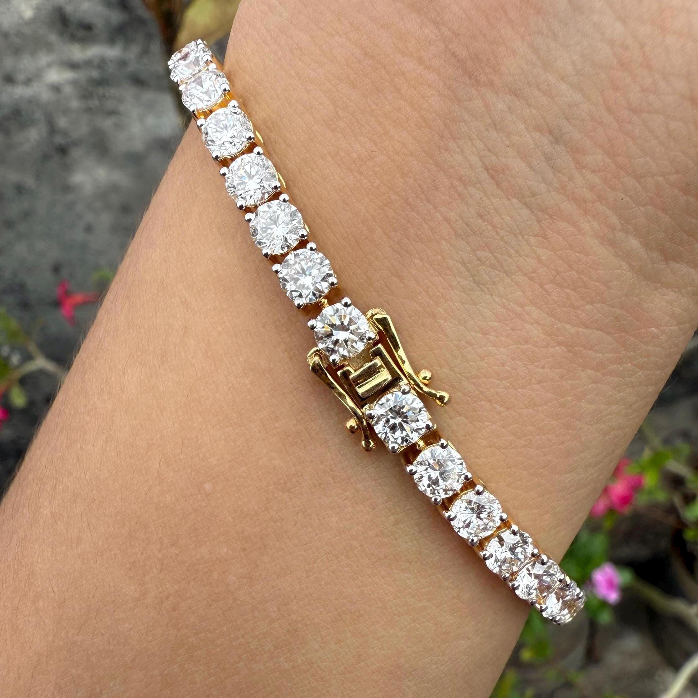 Lab Grown Diamond Tennis Bracelet: 14K Gold, SGL Certified, 4.5mm