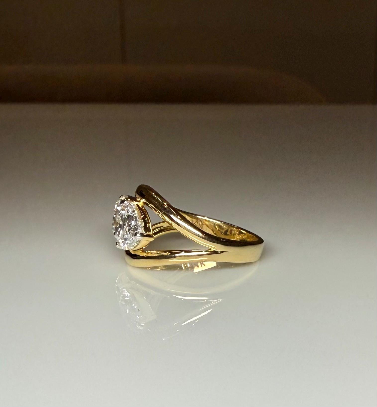 Lab Grown Diamond Toi et Moi Ring | 14K Gold Round & Pear Engagement Ring