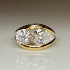 Lab Grown Diamond Toi et Moi Ring | 14K Gold Round & Pear Engagement Ring