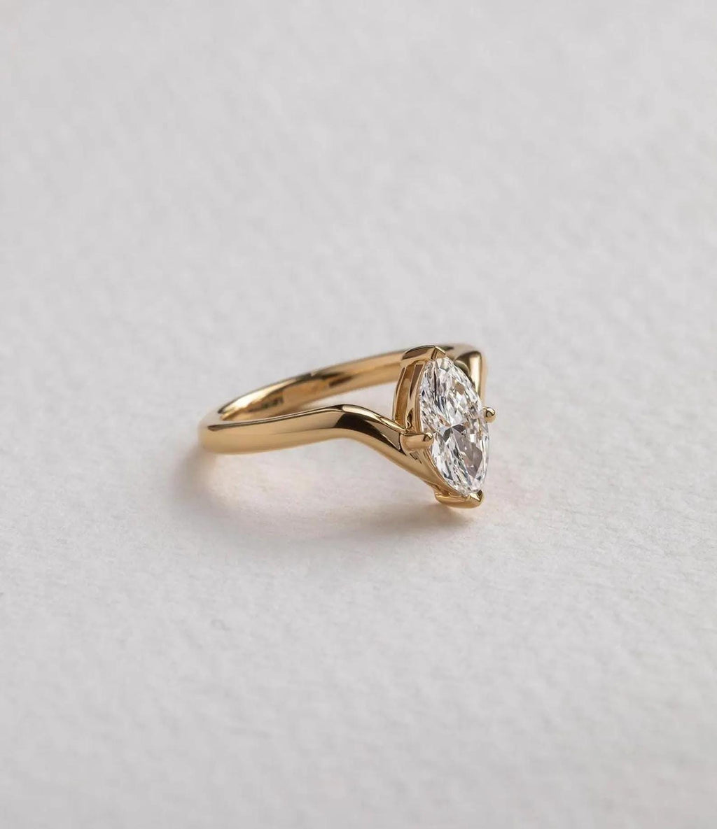 1ct Marquise Lab Grown Diamond Ring | 14K Gold Solitaire, IGI Certified