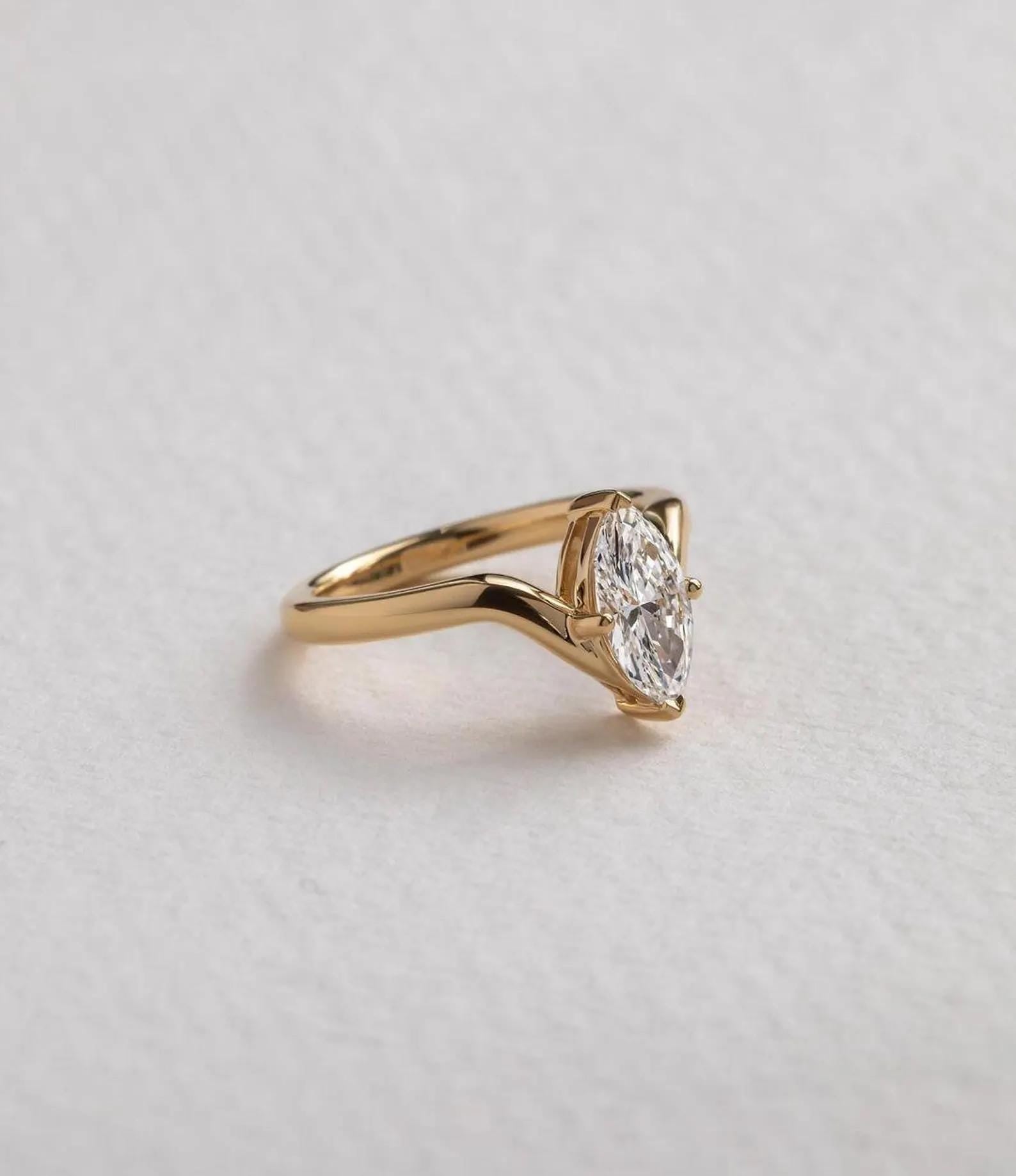 1ct Marquise Lab Grown Diamond Ring | 14K Gold Solitaire, IGI Certified