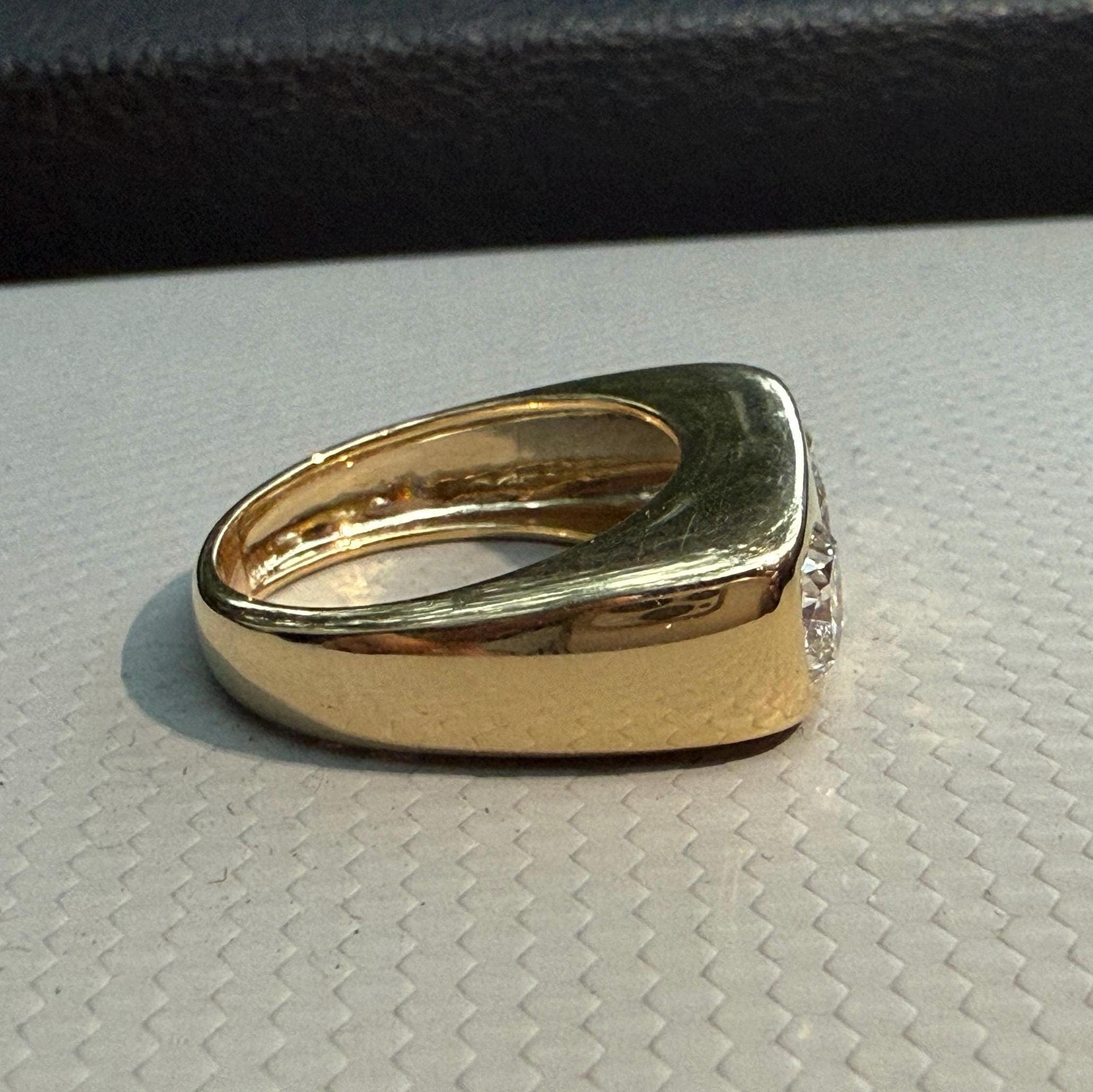 14K Gold Lab Grown Diamond Three Stone Ring | Modern Wide Band
