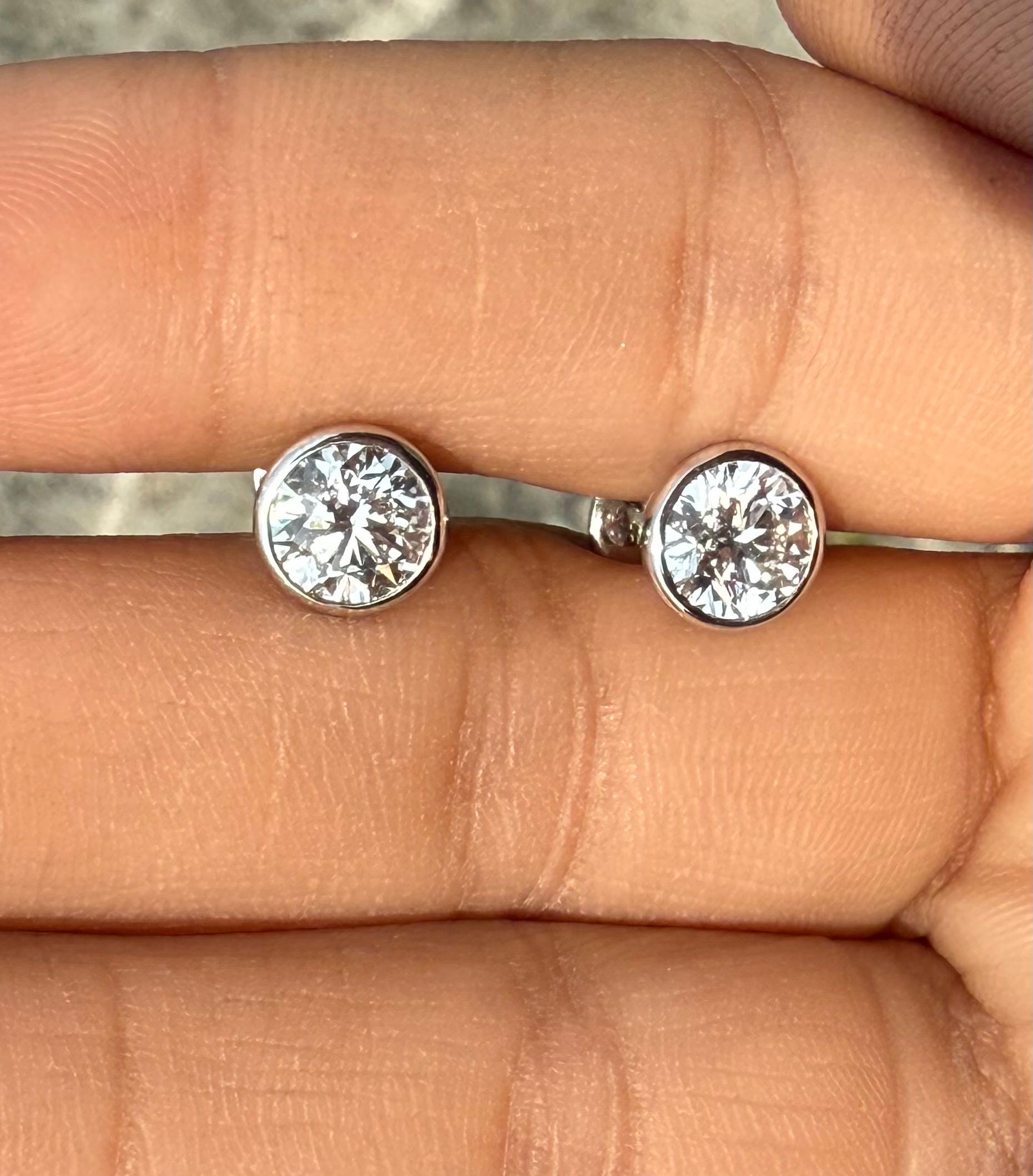IGI Certified Lab Grown Diamond Studs | 14K Gold Bezel Earrings