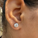 IGI Certified Lab Grown Diamond Studs | 14K Gold Bezel Earrings
