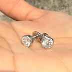 IGI Certified Lab Grown Diamond Studs | 14K Gold Bezel Earrings