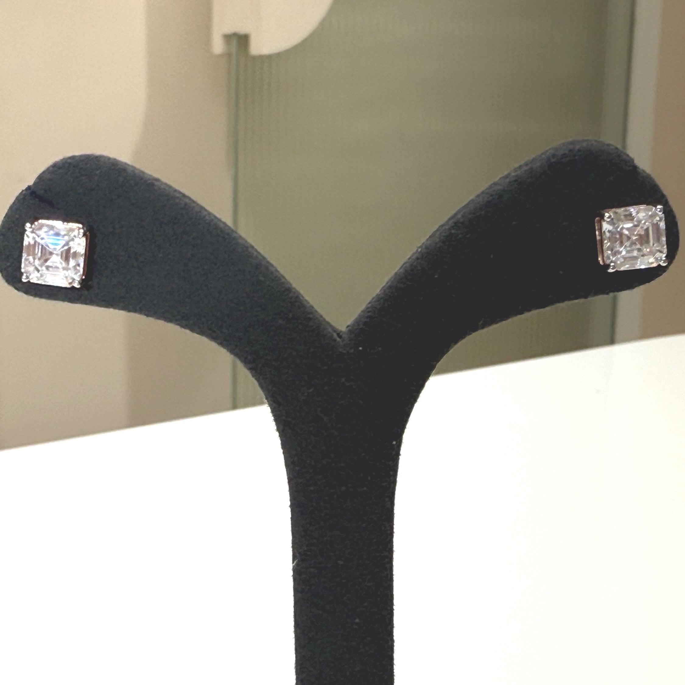 IGI Certified Lab Grown Diamond Stud Earrings | 14K Gold Asscher Cut