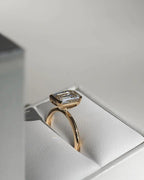 2ct Emerald Cut Lab Diamond Engagement Ring | 14K Gold Half Bezel, IGI Certified