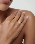 2ct Emerald Cut Lab Diamond Engagement Ring | 14K Gold Half Bezel, IGI Certified