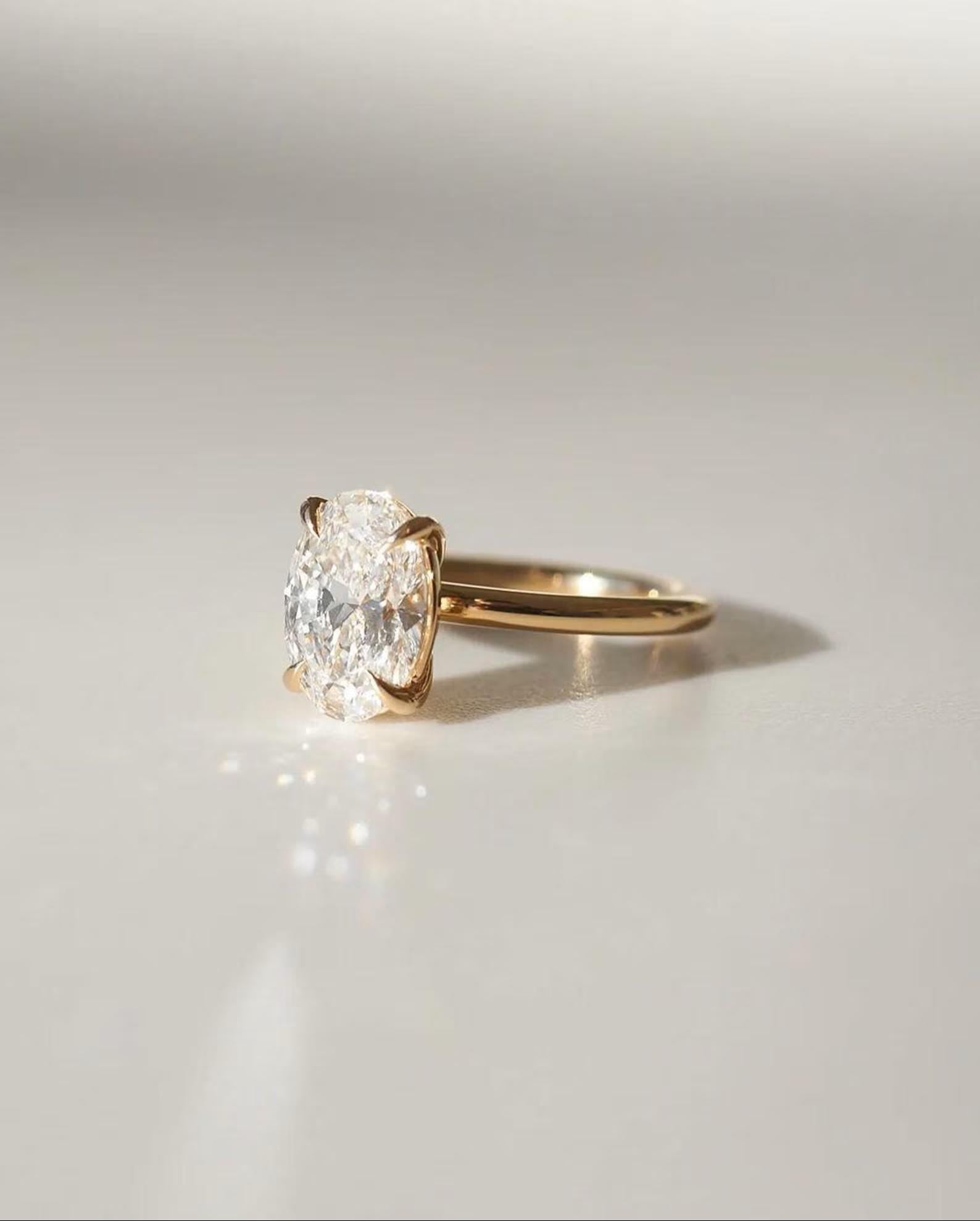 2ct Oval Lab Grown Diamond Engagement Ring | 14K Gold, IGI Certified