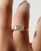 2Ct Radiant Cut Lab Grown Diamond East West 14K Gold Solitaire Ring