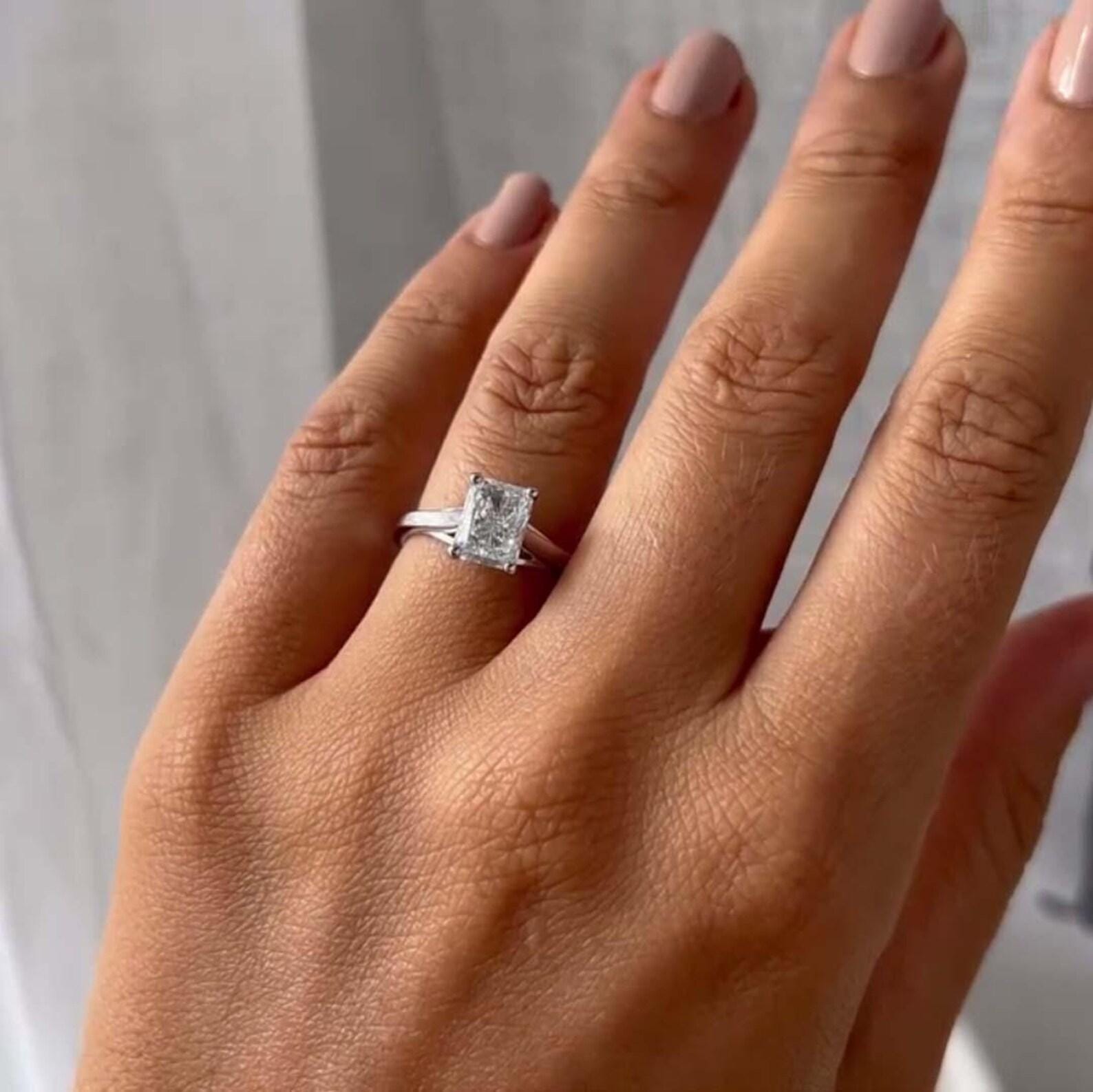 2ct Radiant Lab Grown Diamond Engagement Ring | 14K Gold Solitaire, IGI Certified