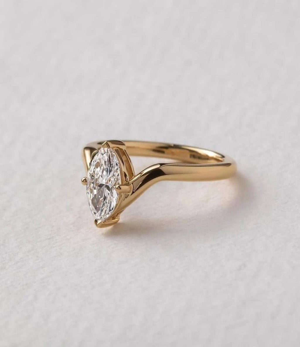 1ct Marquise Lab Grown Diamond Ring | 14K Gold Solitaire, IGI Certified