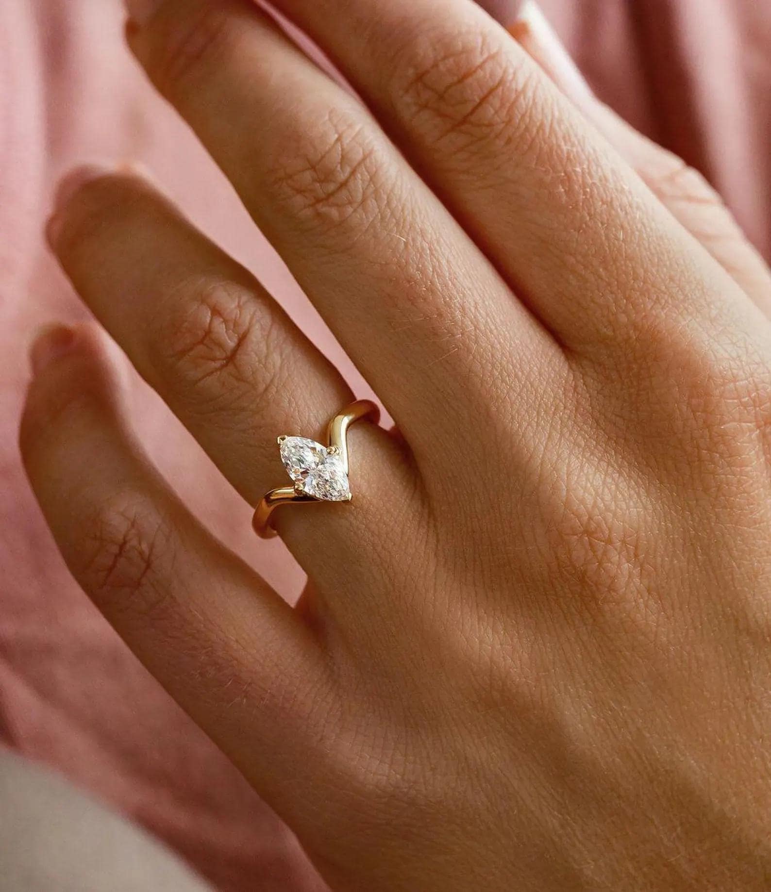 1ct Marquise Lab Grown Diamond Ring | 14K Gold Solitaire, IGI Certified