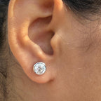 IGI Certified Lab Grown Diamond Studs | 14K Gold Bezel Earrings