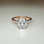 2.30ct Oval Lab Grown Diamond Engagement Ring | 14K Gold Hidden Halo Pavé Band