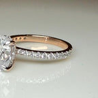 2.30ct Oval Lab Grown Diamond Engagement Ring | 14K Gold Hidden Halo Pavé Band