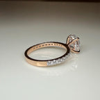 2.30ct Oval Lab Grown Diamond Engagement Ring | 14K Gold Hidden Halo Pavé Band