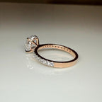 2.30ct Oval Lab Grown Diamond Engagement Ring | 14K Gold Hidden Halo Pavé Band