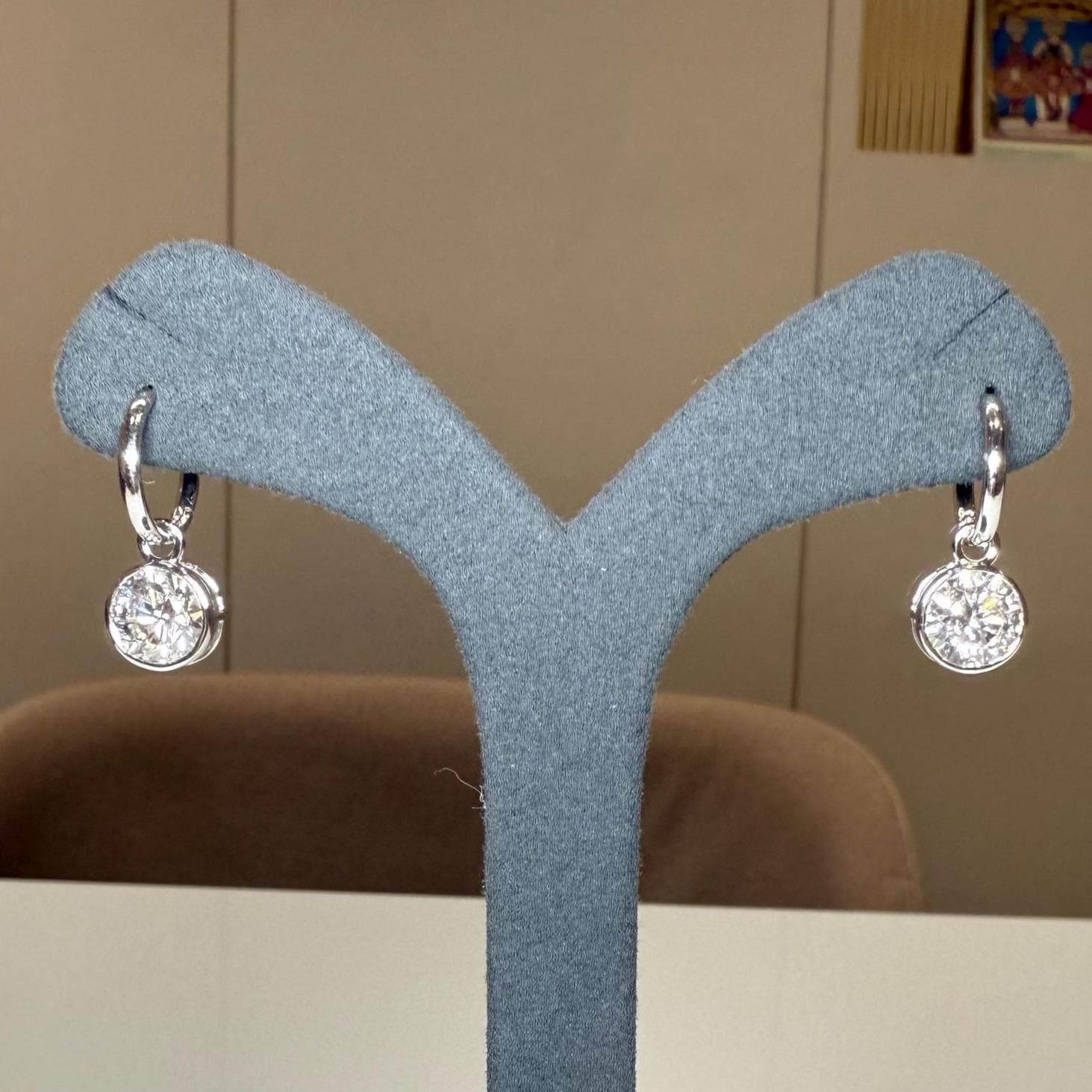 IGI Certified 4CTW Lab Grown Diamond Hoop Earrings | 14K Gold Dangles