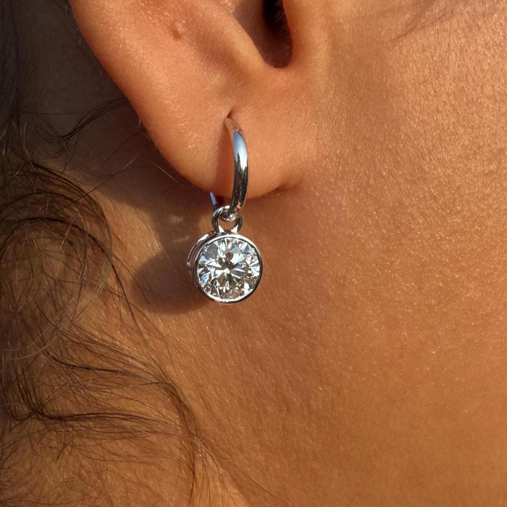 IGI Certified 4CTW Lab Grown Diamond Hoop Earrings | 14K Gold Dangles
