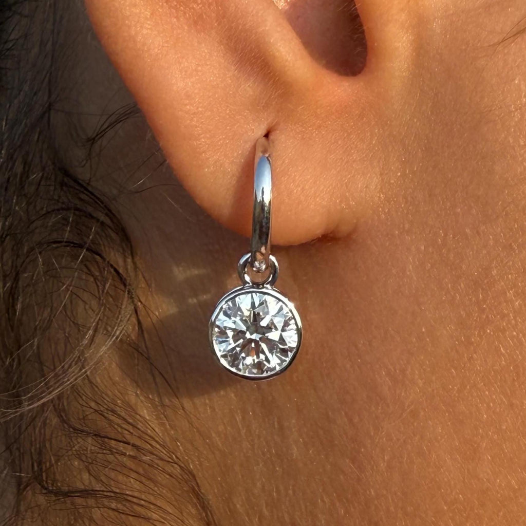 IGI Certified 4CTW Lab Grown Diamond Hoop Earrings | 14K Gold Dangles