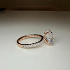 3.30ct Radiant Cut Lab Grown Diamond Engagement Ring | 14K Gold Hidden Halo