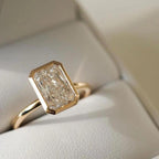 3ct Radiant Lab Diamond Ring | 14K Gold Bezel Solitaire (IGI Certified)