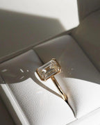 2ct Emerald Cut Lab Diamond Engagement Ring | 14K Gold Half Bezel, IGI Certified