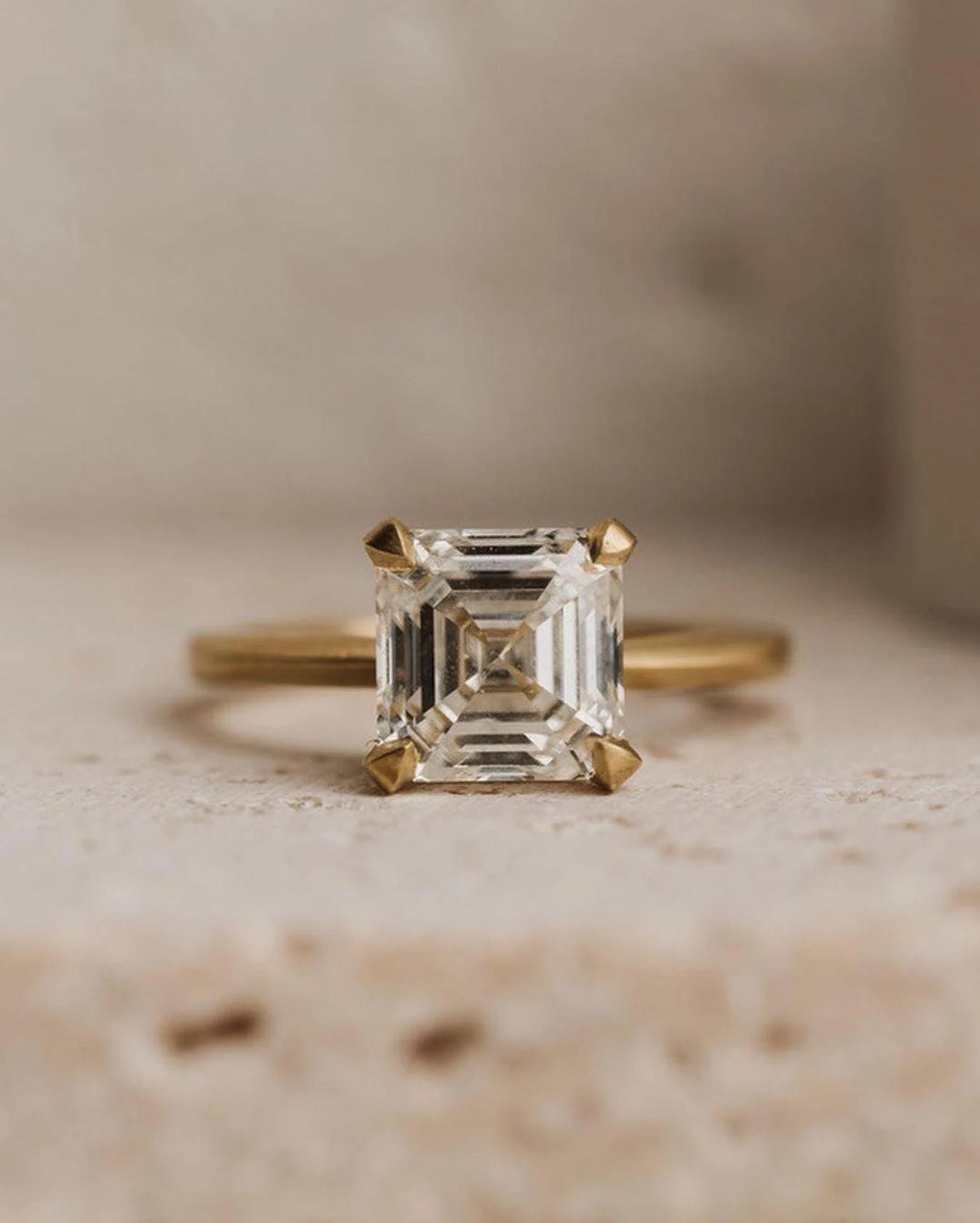 2ct Asscher Cut Lab Diamond Engagement Ring | 14K Gold Solitaire, IGI Certified