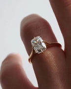Elongated Cushion Cut Lab Grown Diamond Engagement Ring | 14K Gold Solitaire Ring | Modern Cushion Diamond Ring for Her