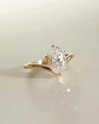 Oval Cut Lab Grown Diamond Engagement Ring | V Shape 14K Gold Chevron Solitaire Ring | Modern Minimal Bridal Ring