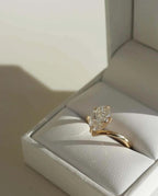 Oval Cut Lab Grown Diamond Engagement Ring | V Shape 14K Gold Chevron Solitaire Ring | Modern Minimal Bridal Ring