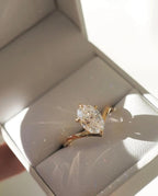 Oval Cut Lab Grown Diamond Engagement Ring | V Shape 14K Gold Chevron Solitaire Ring | Modern Minimal Bridal Ring