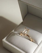 Emerald Cut Lab Grown Diamond Engagement Ring | 14K Gold Solitaire Ring | Minimalist Emerald Diamond Ring for Her
