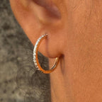 14K Gold Lab Grown Diamond Huggie Earrings | Pavé Hoop Pair