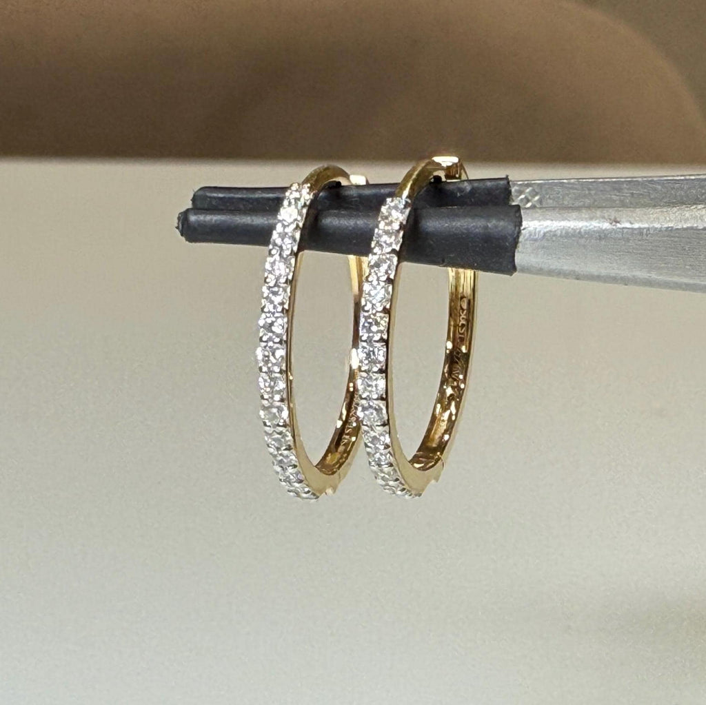 14K Gold Lab Grown Diamond Huggie Earrings | Pavé Hoop Pair