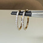 14K Gold Lab Grown Diamond Huggie Earrings | Pavé Hoop Pair