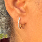 14K Gold Lab Grown Diamond Huggie Earrings | Pavé Hoop Pair