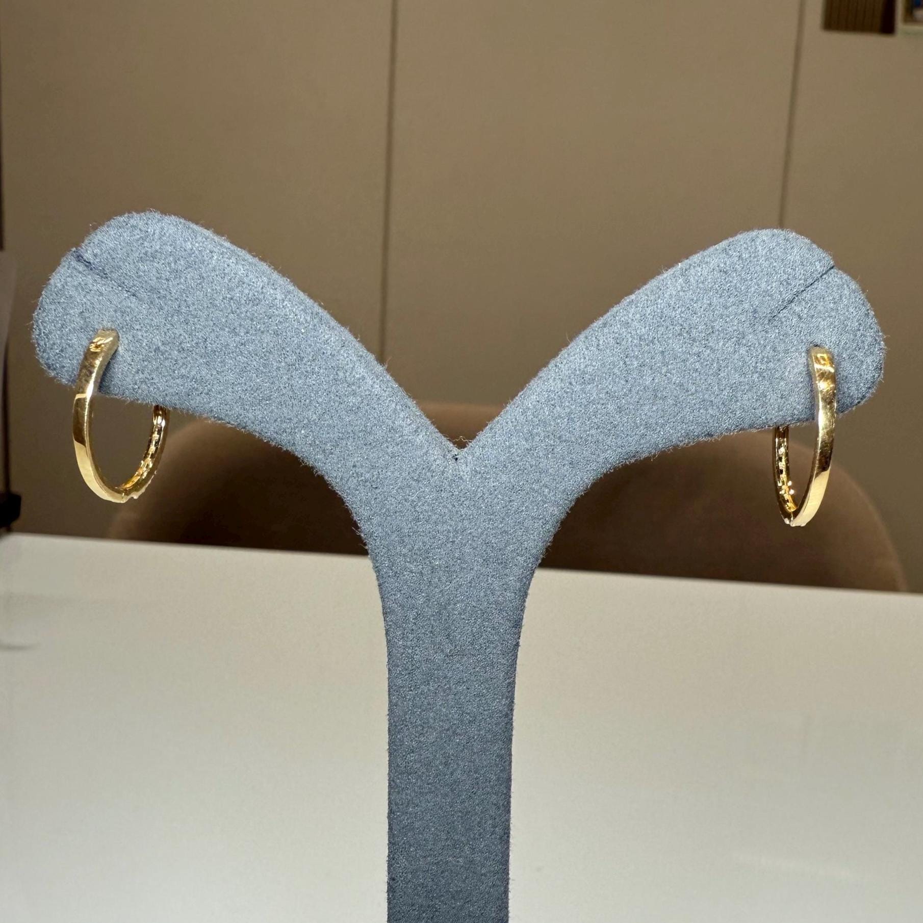14K Gold Lab Grown Diamond Huggie Earrings | Pavé Hoop Pair