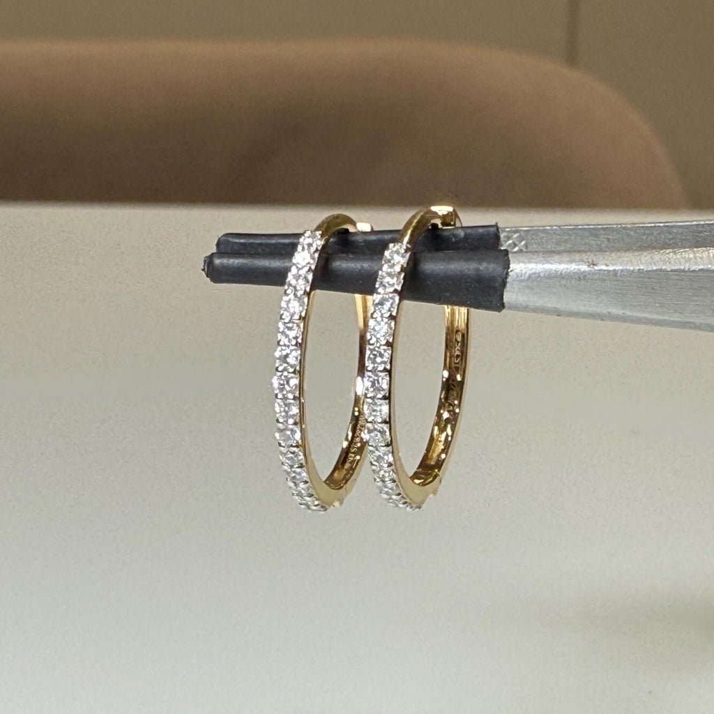 14K Gold Lab Grown Diamond Huggie Earrings | Pavé Hoop Pair