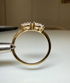 Lab Grown Diamond Toi et Moi Ring: 14K Gold Pear & Oval Cut Engagement Ring