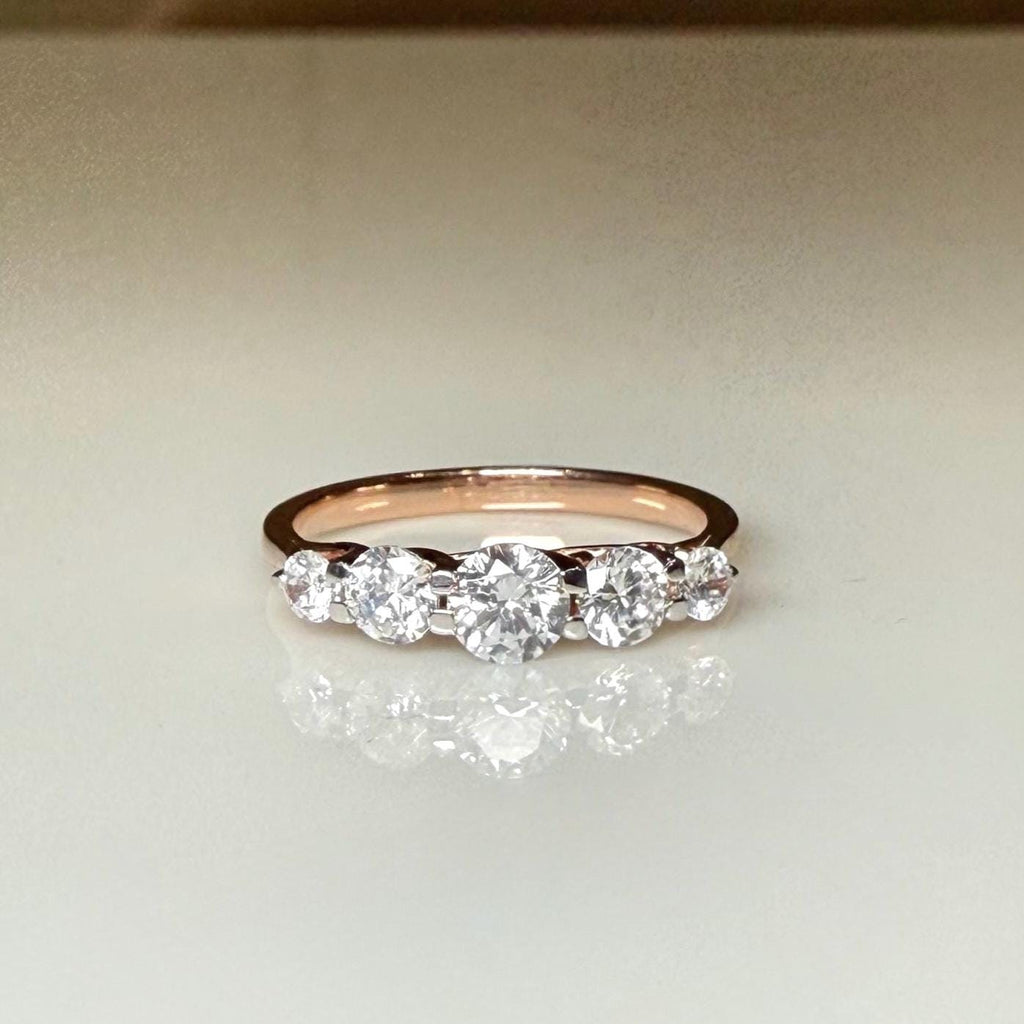 Round Lab Grown Diamond Ring | 14K Gold Trellis Anniversary Band