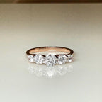 Round Lab Grown Diamond Ring | 14K Gold Trellis Anniversary Band