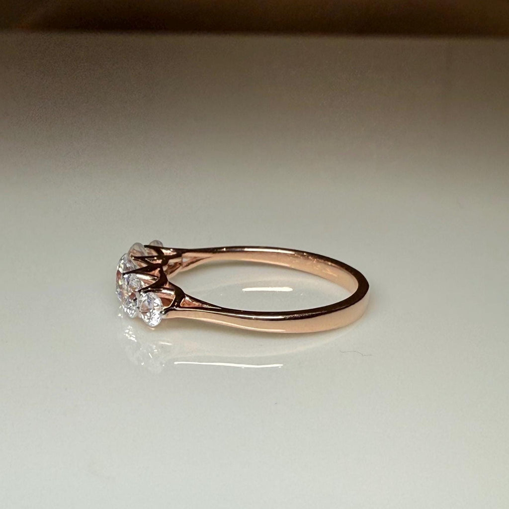 Round Lab Grown Diamond Ring | 14K Gold Trellis Anniversary Band