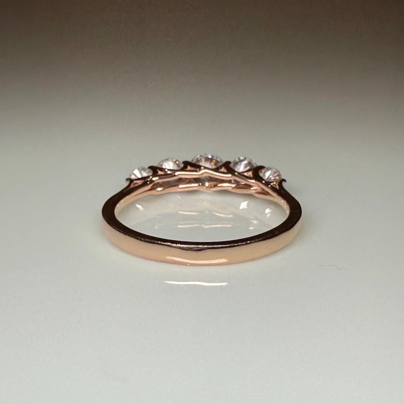 Round Lab Grown Diamond Ring | 14K Gold Trellis Anniversary Band