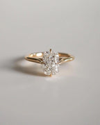 Elongated Cushion Cut Lab Grown Diamond Engagement Ring | 14K Gold Solitaire Ring | Modern Cushion Diamond Ring for Her