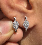 14K Gold Lab Grown Diamond Huggie Earrings | Halo Hoops