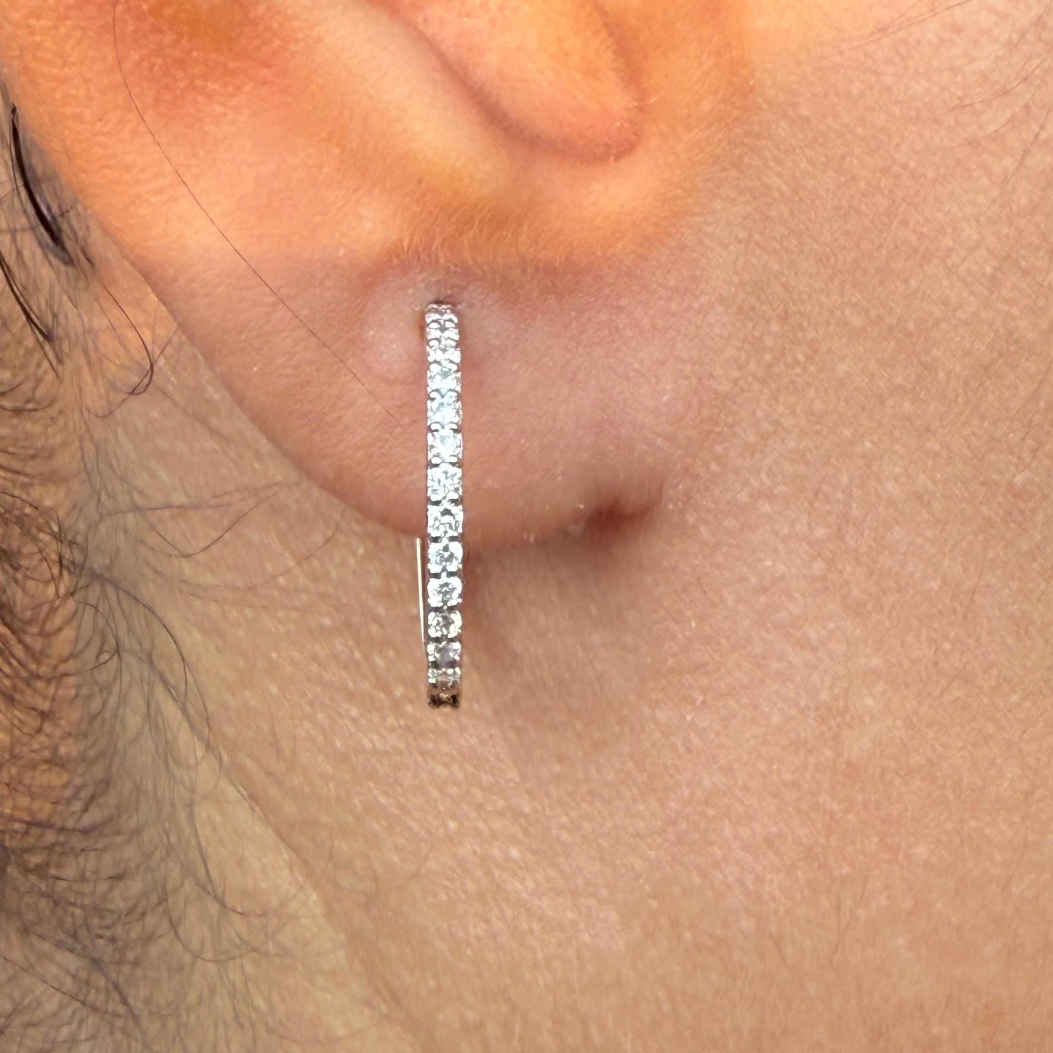 14K Gold Lab Grown Diamond Huggie Earrings | Pavé Hoop Pair