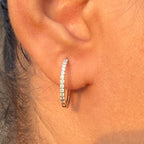 14K Gold Lab Grown Diamond Huggie Earrings | Pavé Hoop Pair